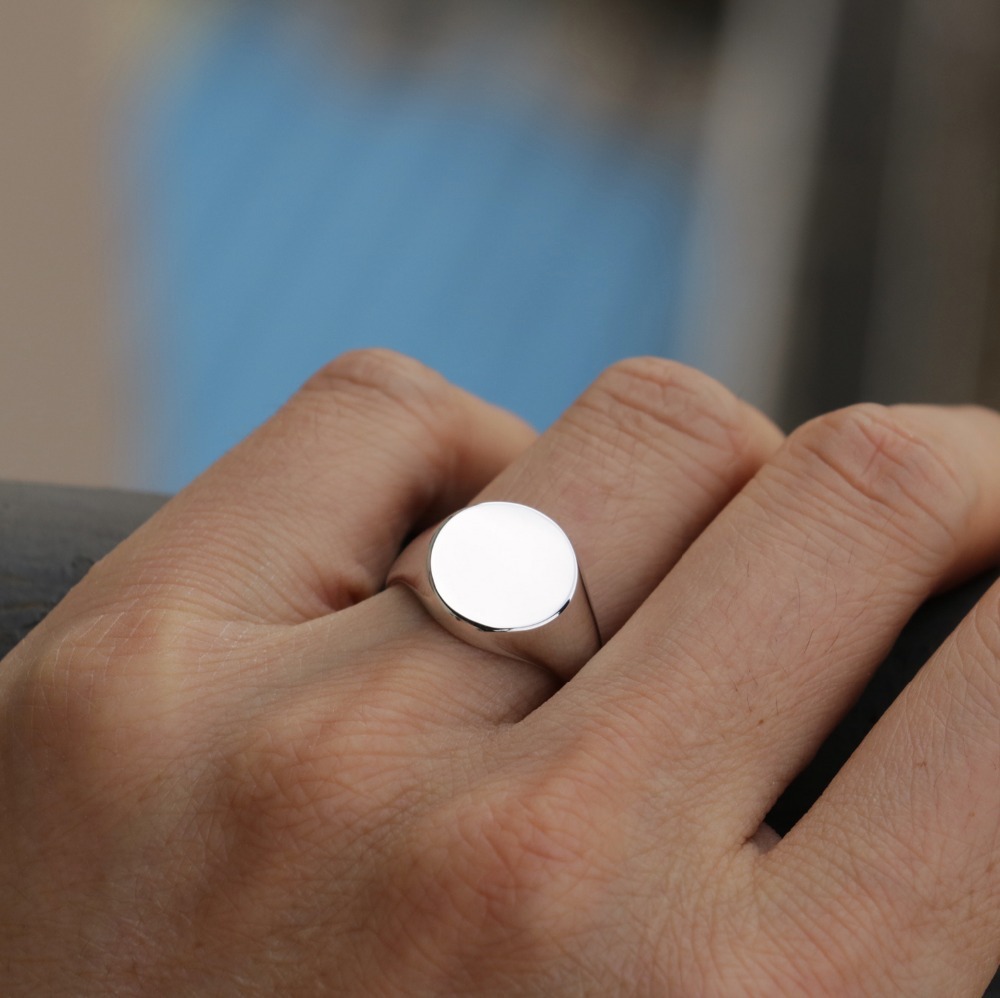 Engravable Men Jewelry Genuine 925 Sterling Silver Signet Ring D18111306