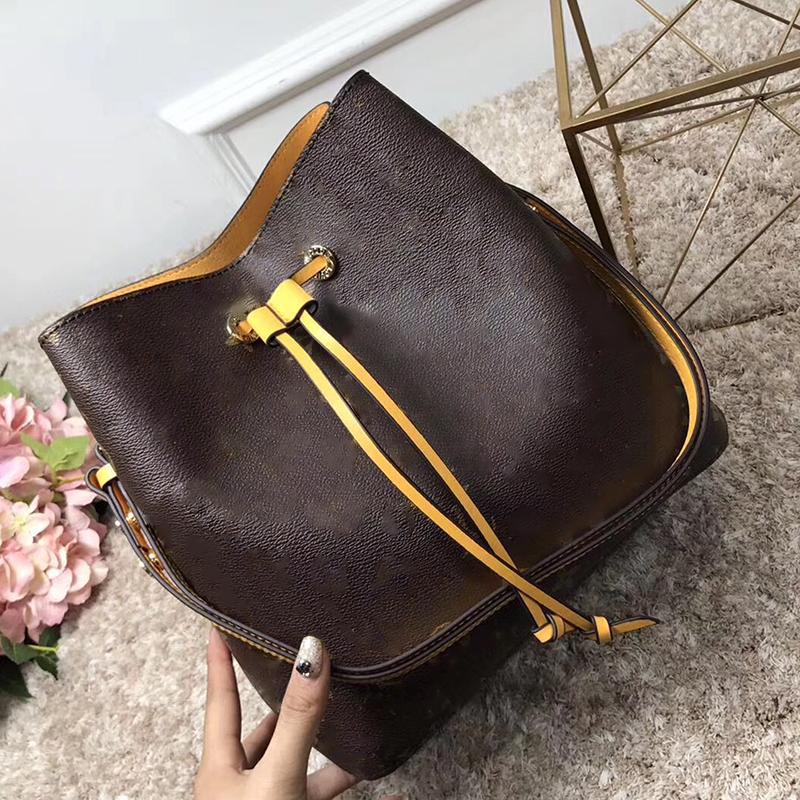 NEONOE Shoulder Bags Noe Leather Bucket Bag Women Famous Brands Designer Handbags High Quality Flower Printing Crossbody Bag Purse TWIST