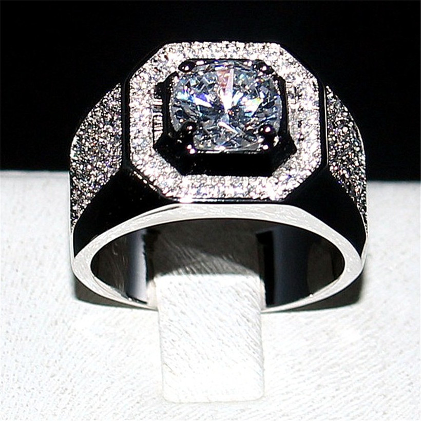 choucong Jewelry Men's 925 Sterling Silver&rose gold 1.5ct Diamant paev cz Stone ring Engagement Wedding Bands boys Sz 7-13 gift D18111306