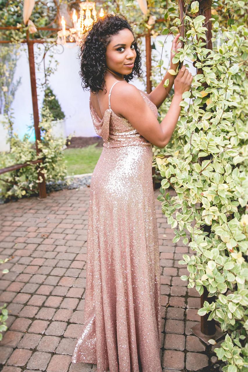 2024 Bg Sparkly Bridesmaid Rose Gold Sequined Cheap Mermaid Two Pieces Backless Sequins Beach Party Dresses Wedding Guest Dress 403 6660311