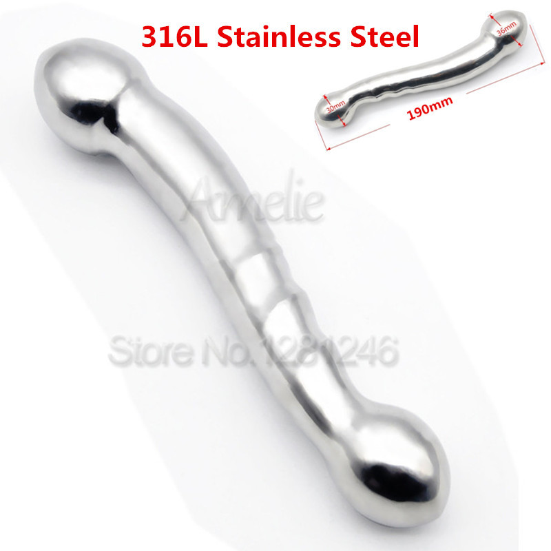 Solid 316L Stainless Steel Anal Dildo Butt Plug Heavy Anus Bead Massage Fetish Chastity Device Anal Sex Toys for Women and Men Y1892803