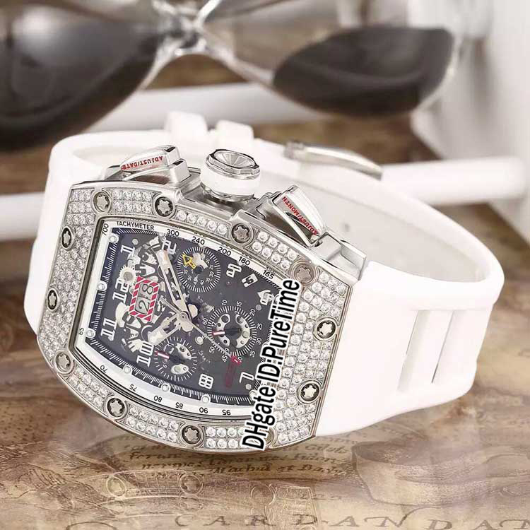 New RM011 RM11 Flyback Chrono Diamond Bezel Steel Case Black Skeleton Dial Big Date Automatic Mens Watch White Rubber Sports Watches 13b2, Slivery;brown
New RM011 RM11 Flyback Chrono Diamond Bezel Steel Case Black Skeleton Dial Big Date Automatic Mens Watch White Rubber Sports Watches 13b2, Slivery;brown