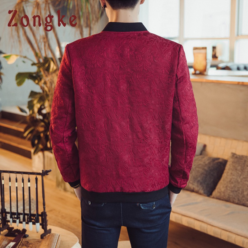 Zongke Chinese Style Floral Jacket Men Fashions Hip Hop Streetwear Bomber Jacket Men Coat Coat 5XL 2018 Autumn New