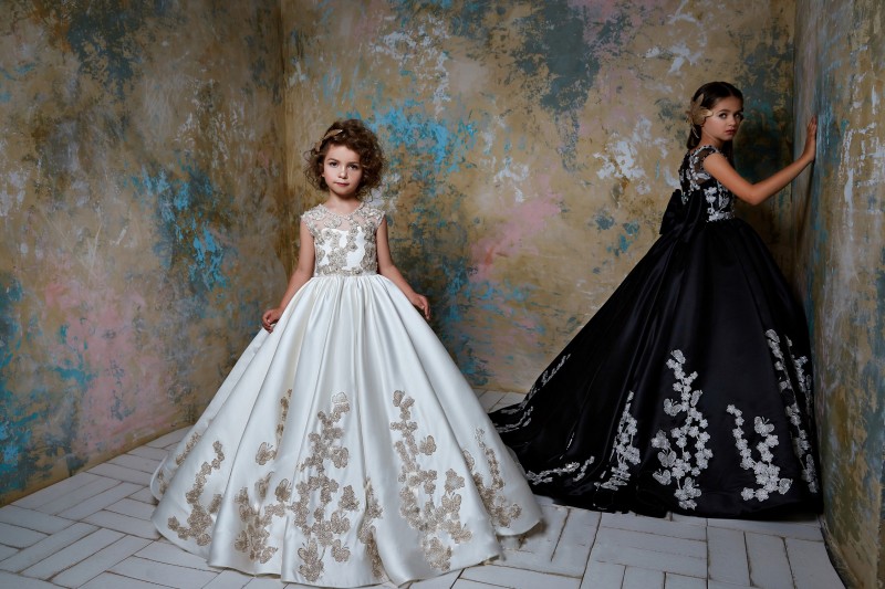 pentelei black flower girl dresses for weddings butterfly lace appliqued beads little kids baby gowns cheap country communion dress