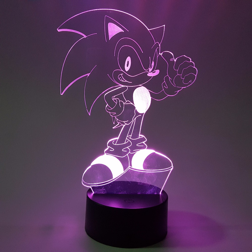 Sonic 3D Nightlight Visual Illusion LED RGB Changing Sonic The Hedgehog Action Figure Novelty Light For Christmas