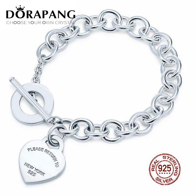 DORAPANG 2019 NEW 100% 925 Sterling Silver Charm Heart Shaped Chain Bracelet Snake Fashion Women Jewelry Gift от DHgate WW
