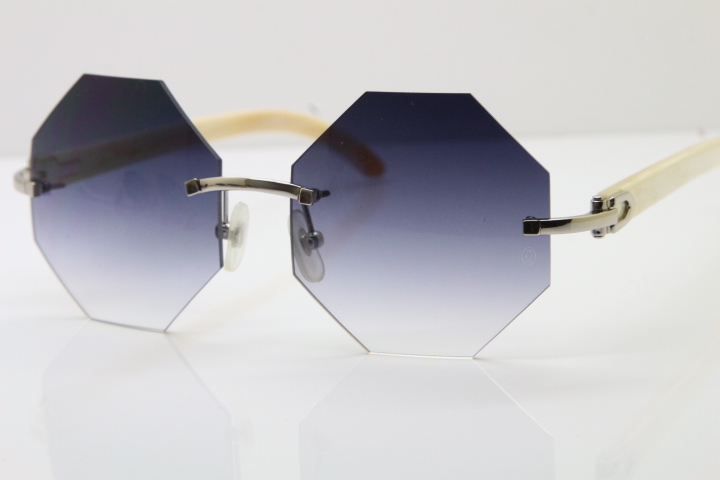 Rimless Sunglasses Metal White Buffalo Horn Sun glasses Unisex vintage 4189706 Eyeglasses with Red box C Decoration gold fram Fashion Accessories