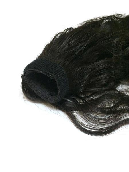 Water wavy drawstring ponytail human hair piece for black women wraps ,lovely wet wavy ponytail hair extension human hair 100g-140g #1b