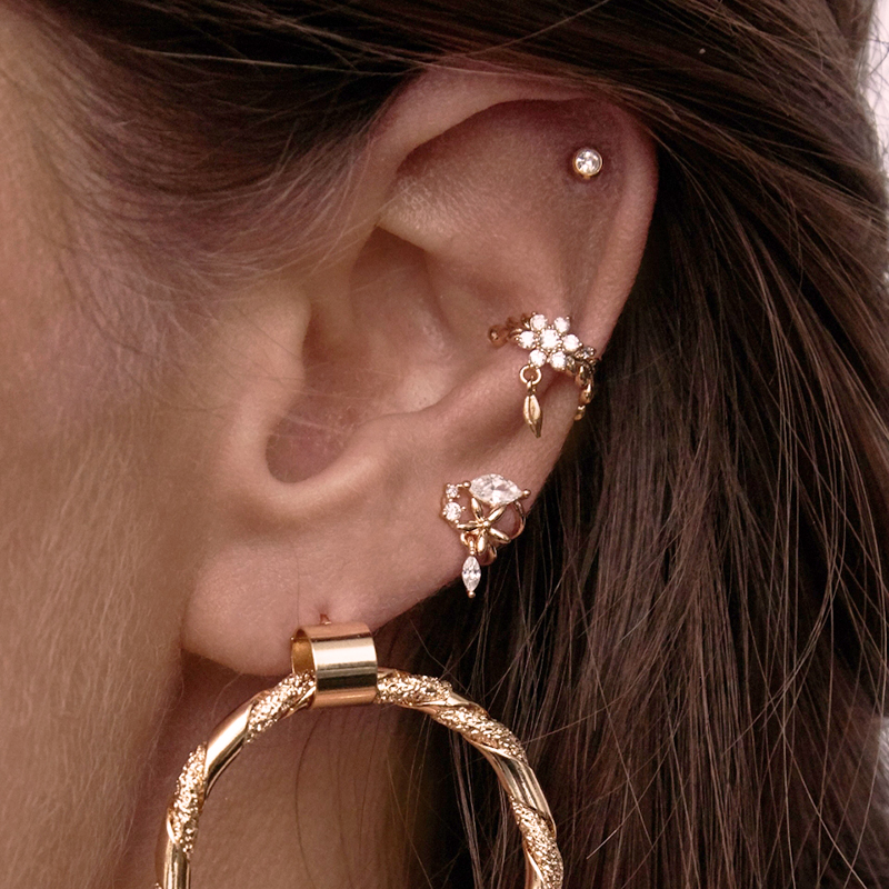 2024 Delicate pave sparking classic ear cuff earrings design CZ flower leaf leaves no pierced ear clip women party gifts jewelry