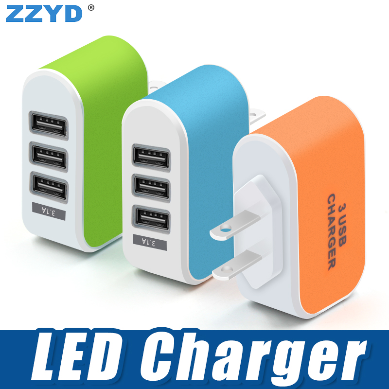 ZZYD 3 USB Wall Charger LED Travel Adapter 5V 3.1A Triple Ports Chargers Home US EU Plug For Samsung S8 Note 8 iPX
ZZYD 3 USB Wall Charger LED Travel Adapter 5V 3.1A Triple Ports Chargers Home US EU Plug For Samsung S8 Note 8 iPX