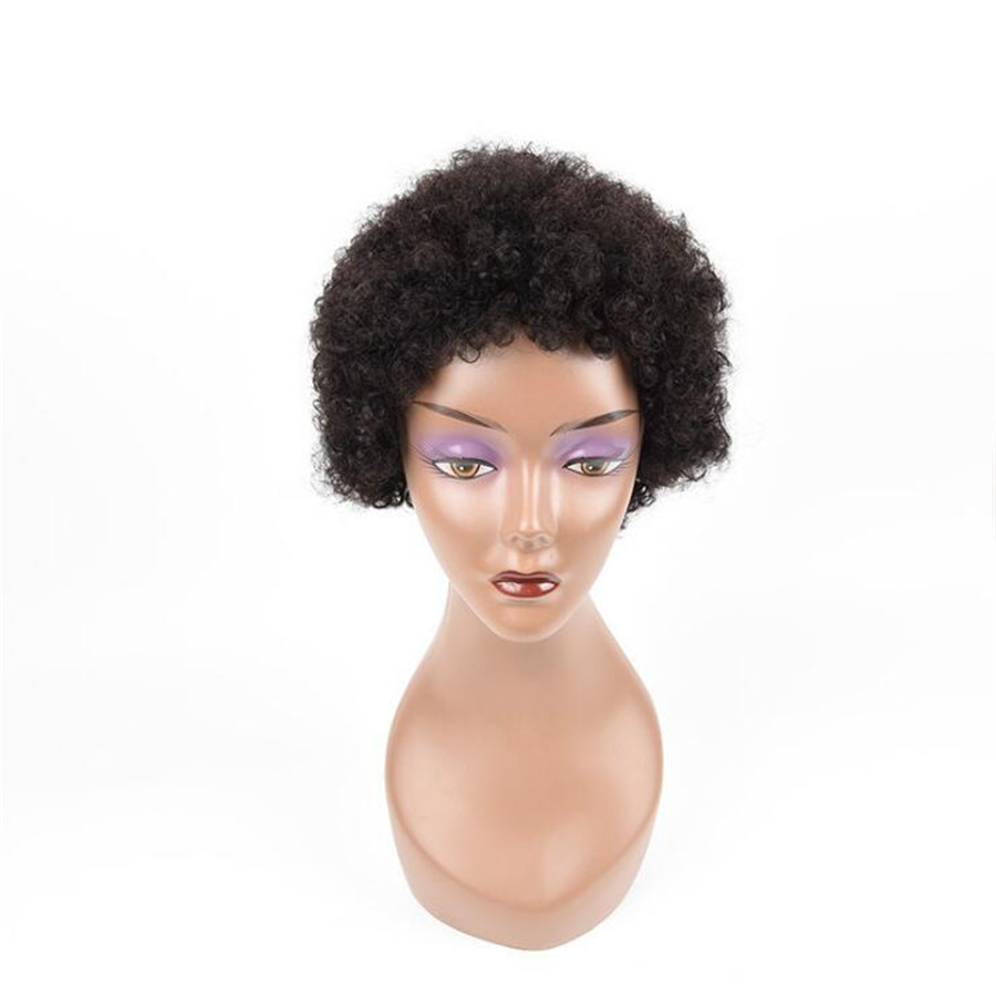 Unprocessed brazilian kinky curly full None lace wig with baby hair afro curly human hair wigs for black women