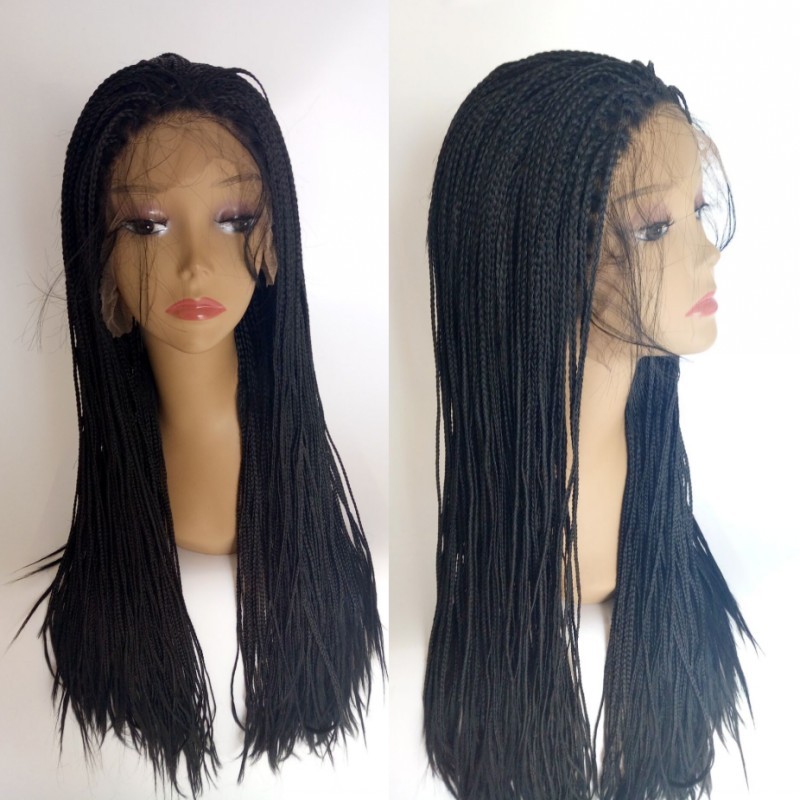 High Quality burgundy Synthetic Braided Lace Front Wigs For black Women Heat Resistant long Braided Wigs black /brown /blonde color