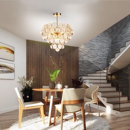 Modern Chandelier LED American Gold Chandeliers Lights Fixture Glass Balls Droplight Foyer Home Hanging Lamps 3 White Light Color Dimmable