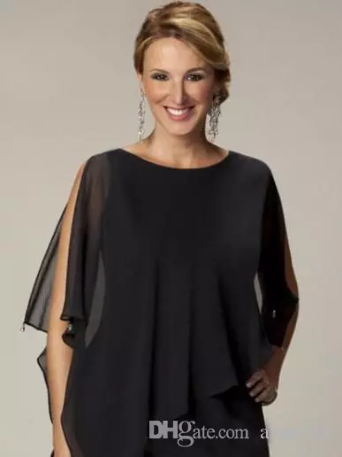hot sale black mother of the bride suits chiffon custom made wedding guest dresses prom party wear
