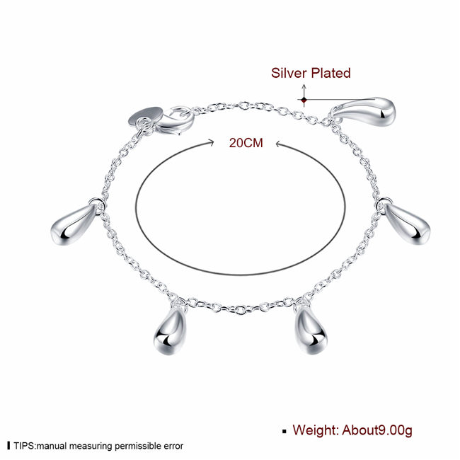 Five water drop hand chain sterling silver plated bracelet ;Hot sale men and women 925 silver bracelet SPB218