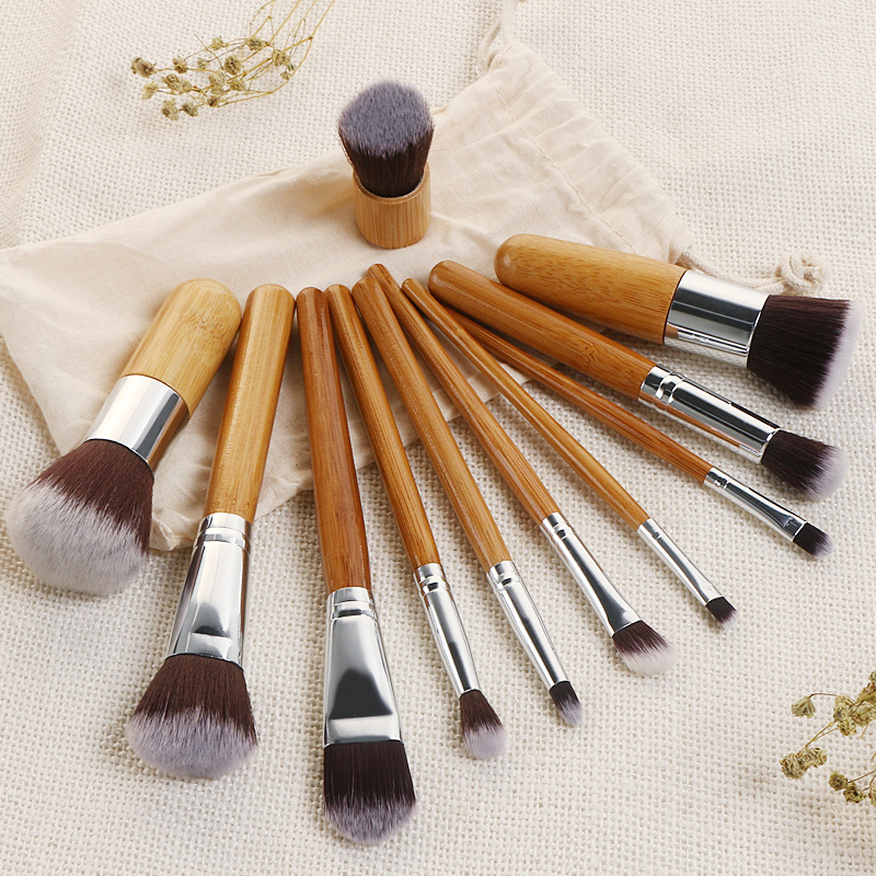 Makeup Brushes Cosmetics Tools Natural Bamboo Handle Eyeshadow Cosmetic Makeup Brush Set Blush Soft Brushes Kit With Sack BR003