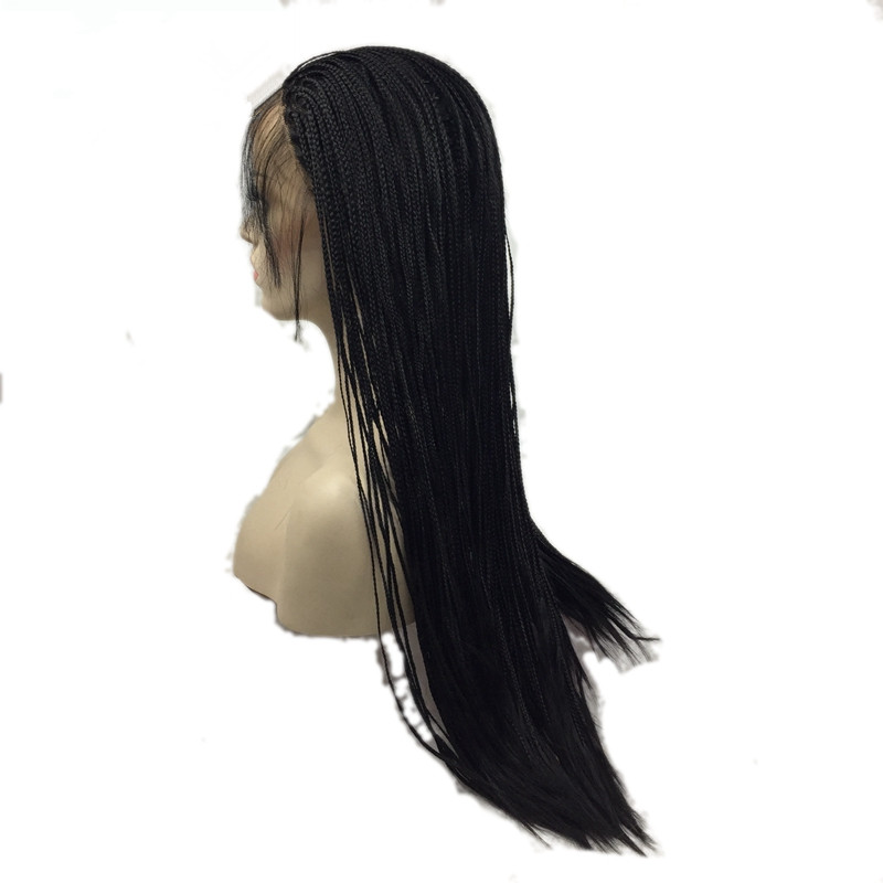 Long 12-30inches Micro Braided Lace Front Wigs For Black Women light brown /black/burgundy /ombre color Heat Resistant Synthetic braided Wig