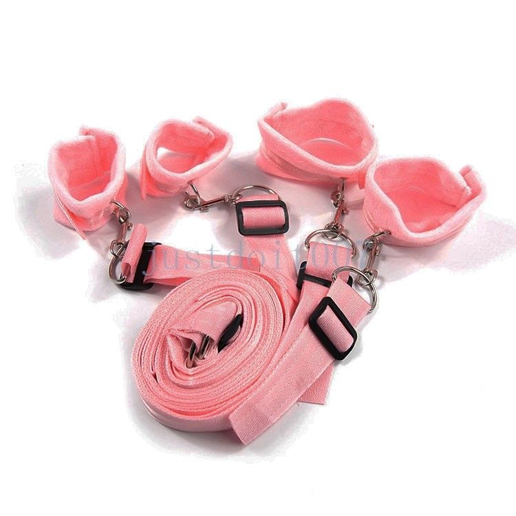Bondage Bed Restraint System Strength Nylon Straps with Thick Plush Cuffs Adjustable #R98