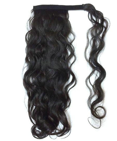 Water wavy drawstring ponytail human hair piece for black women wraps ,lovely wet wavy ponytail hair extension human hair 100g-140g #1b