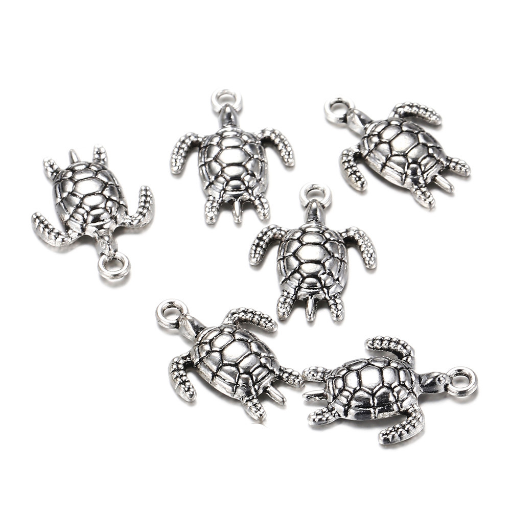 100pcslot 2317mm antique silver Alloy Turtle charms Pendant for Jewelry Making Metal Animal Pendant for DIY Findings