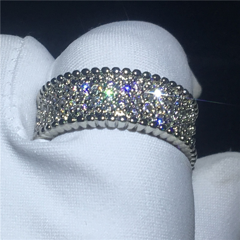 Fashion Tennis 5A Cz Stone White Gold Filled Engagement wedding band ring for women Bridal Finger Jewelry
