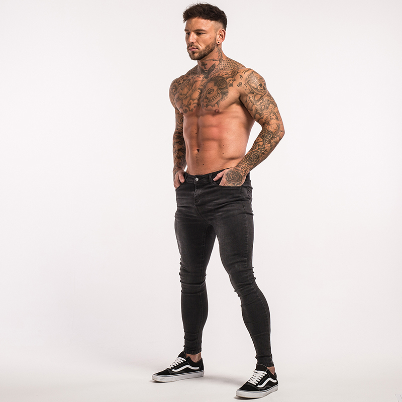 Gingtto Skinny Jeans For Men Super Stretch Skinny Tight Pant Big Size Cotton Comfortable Dropshipping Supply Grey Jeans zm09 S913