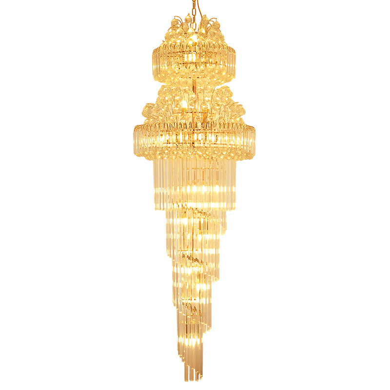 Modern Crystal Chandeliers Lights Fixture LED Lamps American Golden K9 Crystal Chandelier Hotel Lobby Hall Stair Way Home Inoodr Lighting