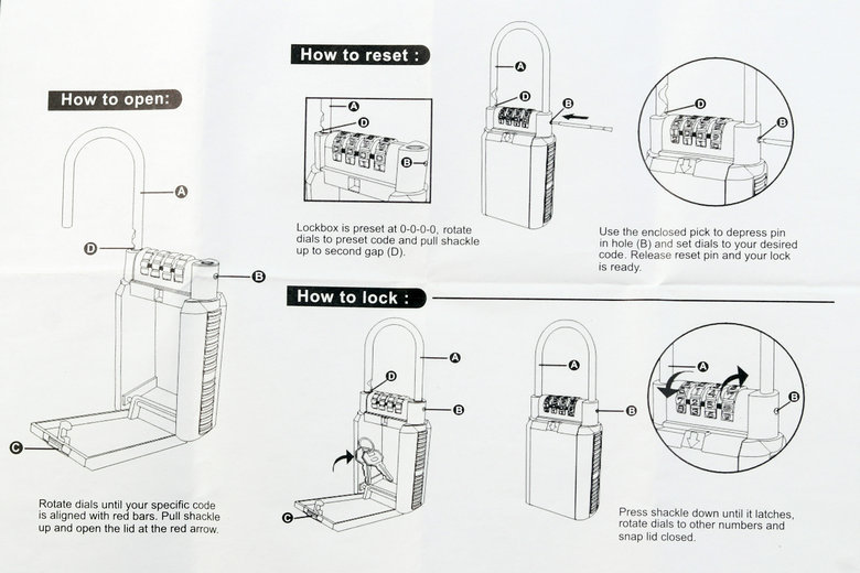 Outdoor Key Safe Box Key Security Storage Password Lock Box Padlock Keys Hook Organizer