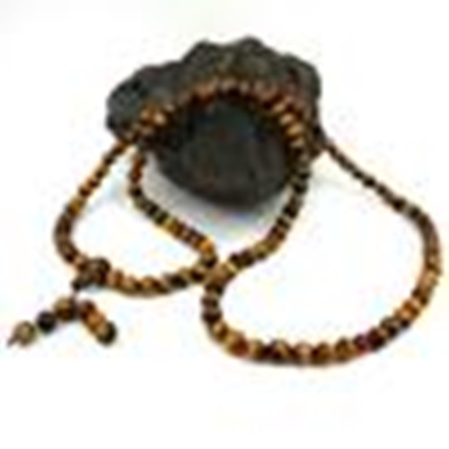 Tibetan buddhist prayer beads, 6mm natural yellow tiger eye jade, meditation yoga 108 beads. Charm necklace