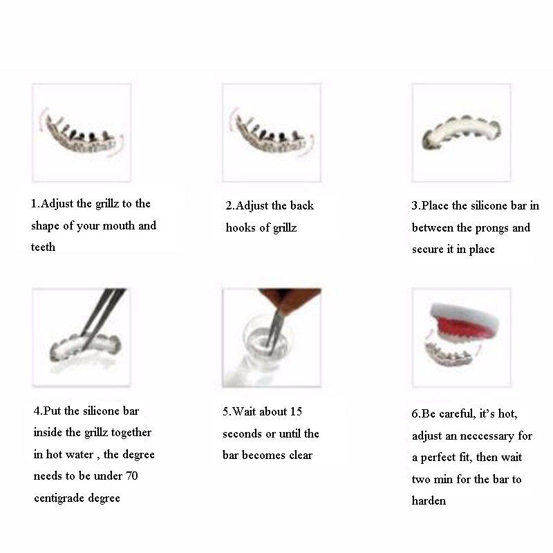TOPGRILLZ Hip Hop Grills Set Gold Finish Eight 8 Top Teeth 8 Bottom Tooth Plain Clown Halloween Party Jewelry