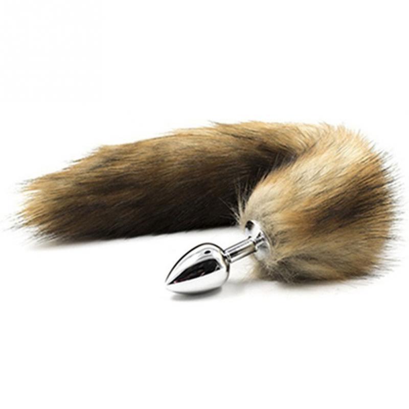 Fox Tail Anal Plug In Adult Games , Stainless steel Anal Pleasure Bead Butt Plug Stimulator Sex Products Flirt Toys For Women S18101309