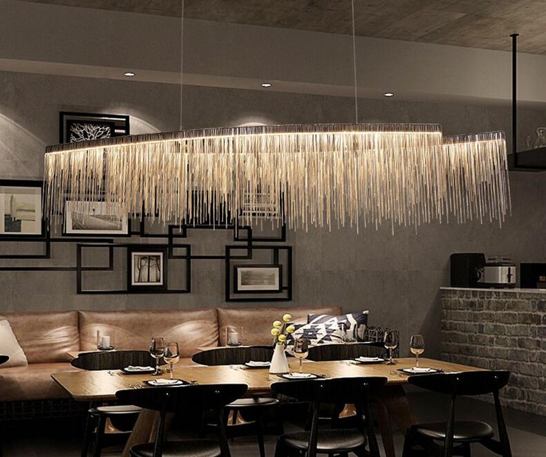 Modern Minimalist LED Pendant Lights Aluminum Chain Chandelier Lamp Suspension Chandeliers for livingroom Restaurant Bar