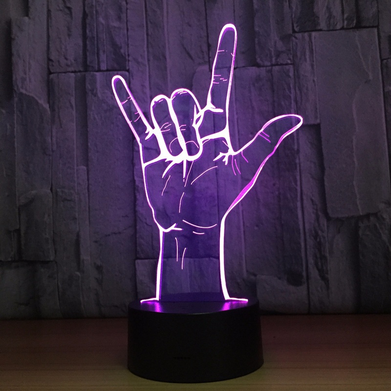 I Love You Gesture 3D Acrylic LED Night Light Touch Switch Desk Table Lamp Party Decorative Light Valentines Day Gift