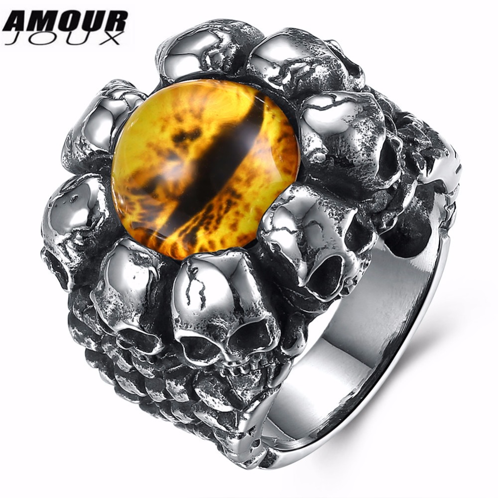 whole sale Cool Yellow Eye Skeleton Head Charm Antique Silver-color 316L Stainless Steel Rings For Men Fashion Wedding Ring
whole sale Cool Yellow Eye Skeleton Head Charm Antique Silver-color 316L Stainless Steel Rings For Men Fashion Wedding Ring