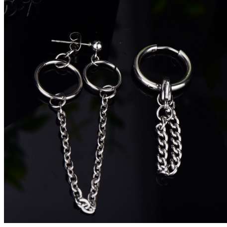 RainMarch Tassel Stud Earrings Female Earrings Male Korean Stainless Steel Punk Earring For Women Man Hip Hop Jewelry