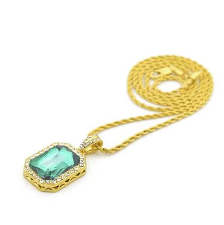 Vintage Golden Bling Iced Out Mini Stone Pendants Necklaces Men Women Charm Crystal Hip Hop Jewelry Gifts Chain