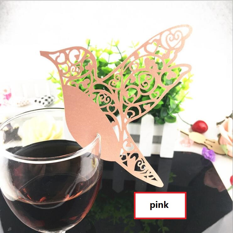 Laser Cut Paper Wine Glass Place Card bird card Wine Glass Card Creative Wedding Party Decorations fashion wedding favors BP081