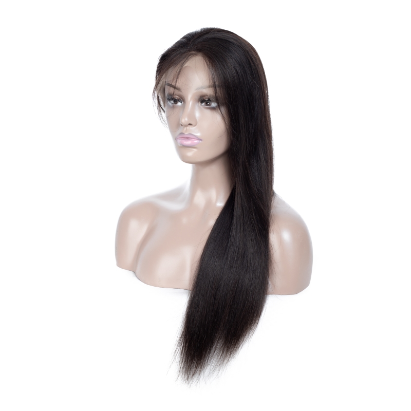 4*4*1 Lace Wig T-Part Wigs Indian Human Hair Silky Straight Mechanism Adjustable Strap Natural Color 10-30inch