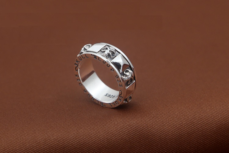 2018 new 925 sterling silver fine jewelry vintage American antique silver hand-made designer skull band rings for men & women