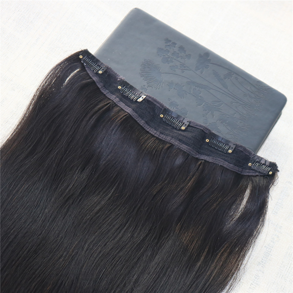 Natural Black #1B One Piece Clip in Hair Extensions Virgin Human Hair Slik Straight Brazilian Clip on Extensions Double Weft Hair 100g