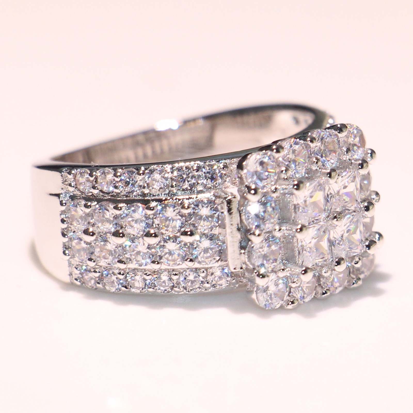 Sparkling Original Hot Choucong Brand Luxury Jewelry 925 Sterling Silver Princess White Topaz CZ Diamond Eternity Women Wedding band Ring