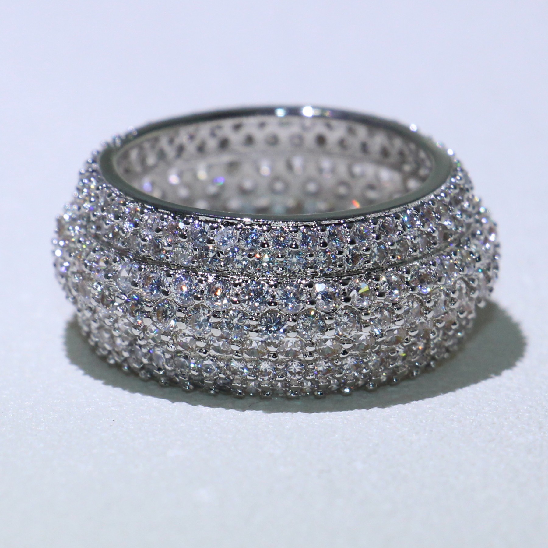 Sterg Sier Circle Ring: Radiant White Sapphire CZ Dia Gemstones