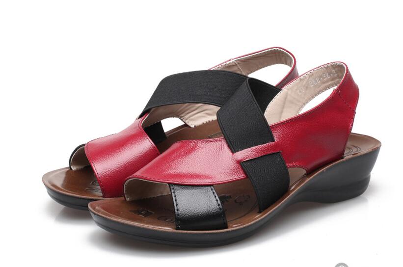 new Summer Fashion Sandals Genuine Leather Comfortable Slipper Flops Shoes Open Toe Women Cowhide Wedges Women's Sandals 34-40