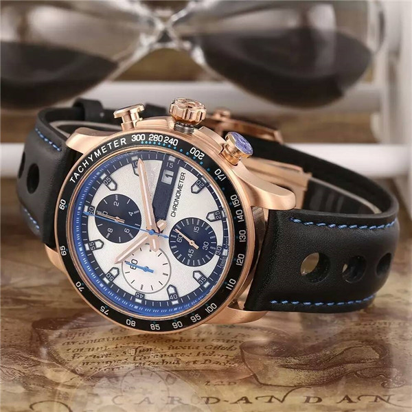 Hot sale luxury watch for man quartz stopwatch mens chronograph watches stainless steel wrist watch leather band cp22
