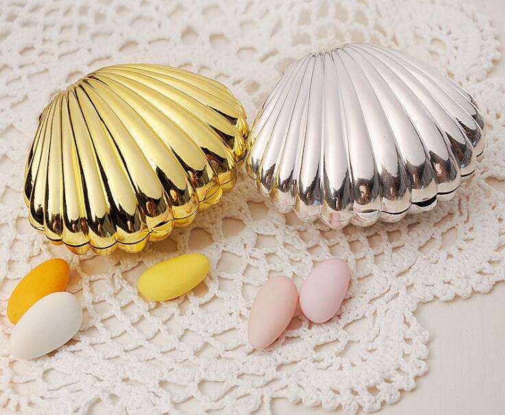 Shell Candy Box Plastic Silver Gold Color Candy Case Wedding Favor Gifts Baby Shower Gift Box Wedding Decoration Mariage
Shell Candy Box Plastic Silver Gold Color Candy Case Wedding Favor Gifts Baby Shower Gift Box Wedding Decoration Mariage