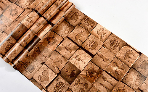 3D Stereo Embossed Wood Fiber Personality Wallpaper Retro Cafe Restaurant Kitchen Creative Waterproof Thickened Wallpaper