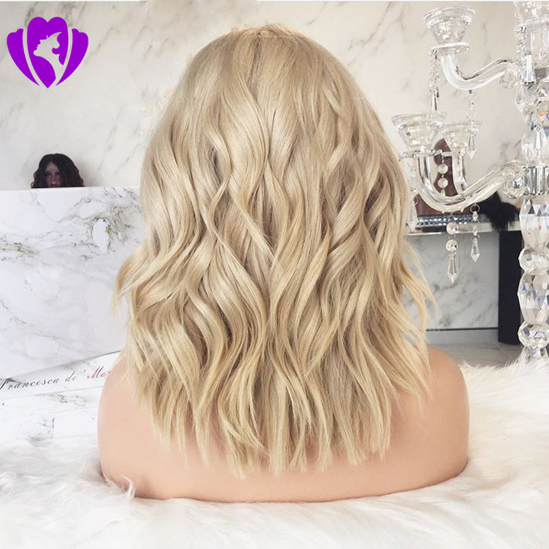 180density body wave full blonde color Bob Wigs for Women Synthetic Short lace front wig synthetic Hair Heat Resistant Fiber