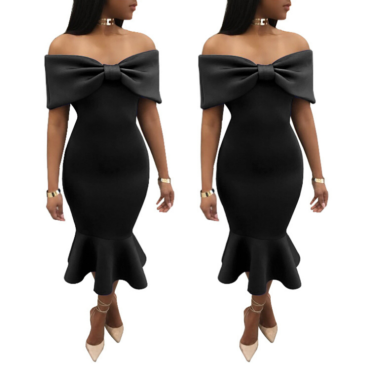 Slash Shoulder Irregular Leaf Dress Women High Waist Formal Party Long Dresses