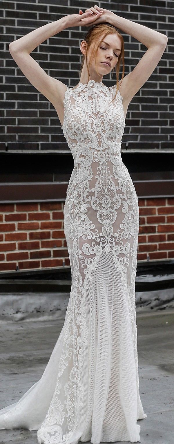 Sexy Mermaid Beach Wedding Dresses Full Lace Appliqued Bateau Neck Trumpet Boho Bridal Gowns Sweep Train vestido de novia