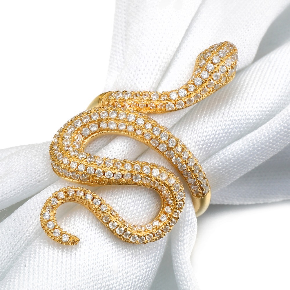 VANAXIN Fashion Snake Rings For Women Punk Rock 925 Silver Ring Jewelry CZ Zircons Paved Shiny Party Gift Animal Wholesale Jewel D18111306